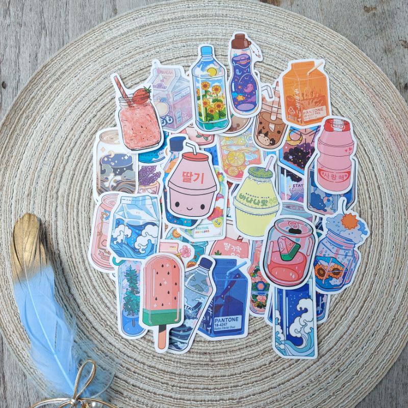 

10pcs Sticker Laptop Korean Drink/Sticker Jurnal Aesthetic Korean Drink