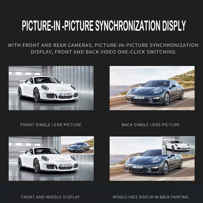 layar lebar Mobil DVR lensa ganda kaca spion kamera Dash Perekam Video Mobil