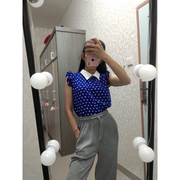 Veronika's Outfit Kemeja Polkadot Preloved