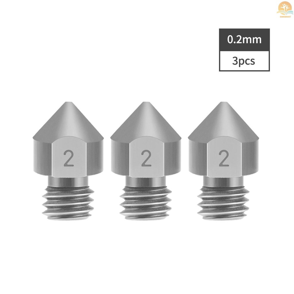 3D Printer Parts 3pcs TC4 Titanium Alloy Nozzles 0.2/0.3/0.4/0.5mm Optional M6 Thread MK8 Extruder Nozzle for 1.75mm Filament Compatible with Creality CR-10 Ender 3 Ender-3 Pro