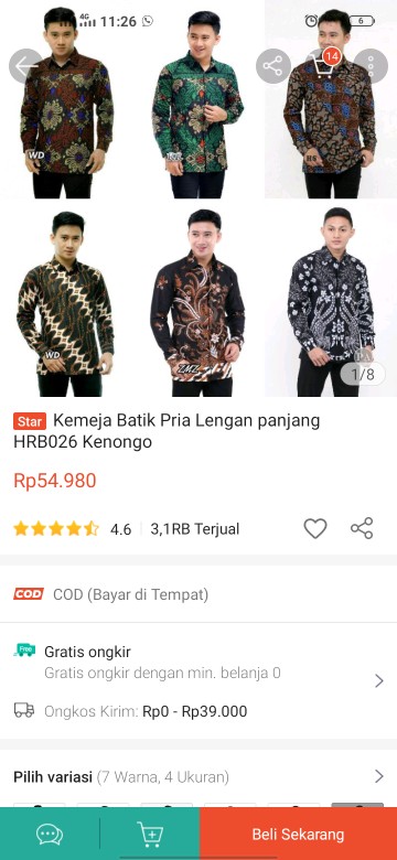 Kemeja Batik Pria Lengan Panjang Hrb026 Kenongo