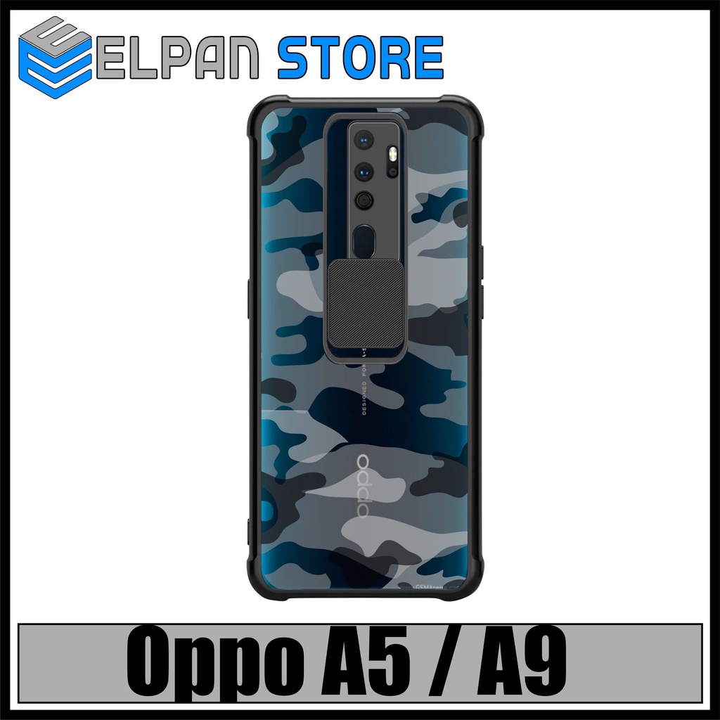 Case Oppo A5 / A9 2020 Softcase Slide Army Camera Protect Cover Slide Armor Bumper