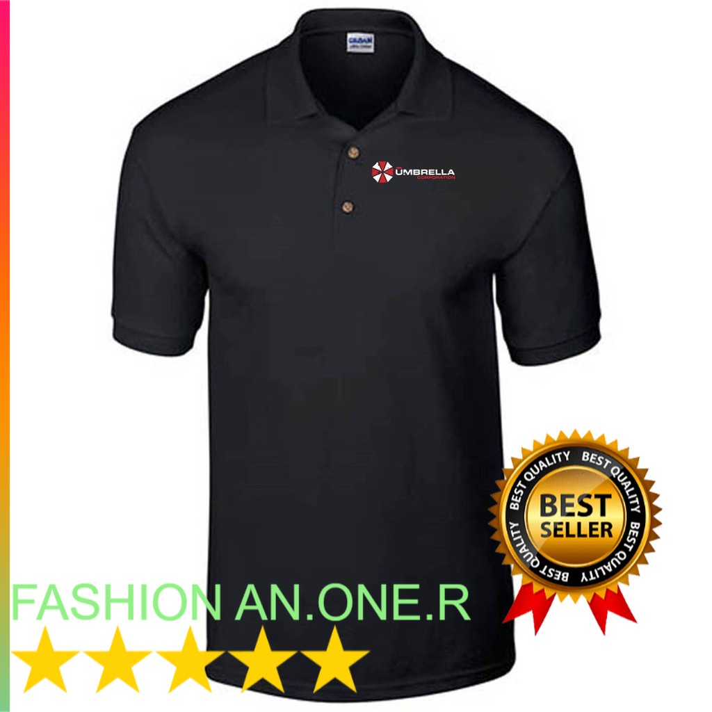 ⭐️⭐️⭐️⭐️⭐️POLO LOGO By Resident Evil The Umbrella Corporation Men's Polo T Shirts Black / LOGOSABLON