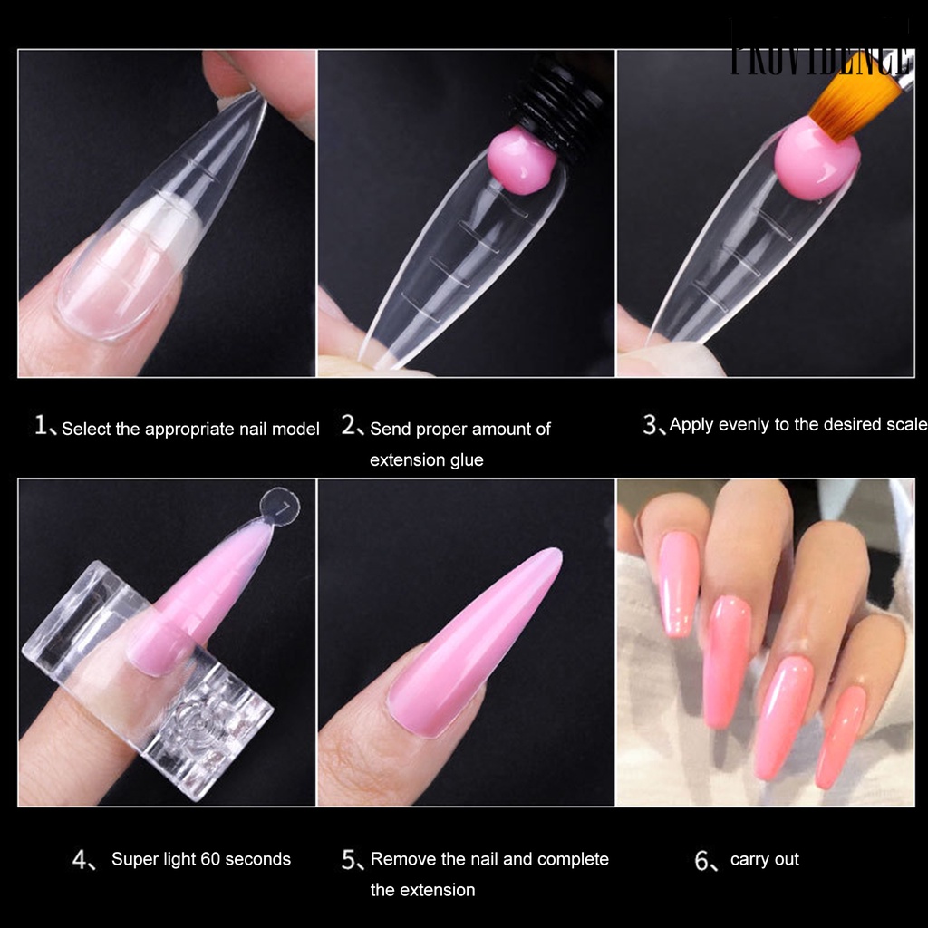 Providence 120Pcs/Set Nail Extension Tip Graduated Nail Extending Transparent Quick Building Nail Mold Tips for Manicure