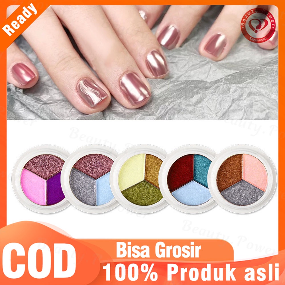 Nail Art Pigment Powder Solid Professional nail art  3in1 Warna