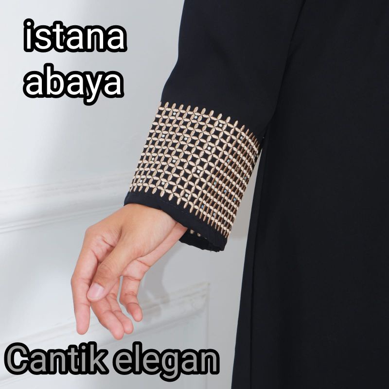 PROMO!! elegan bgt abaya bordir Dubai dg reseleting emas depan Wow kereeen mewah ka..