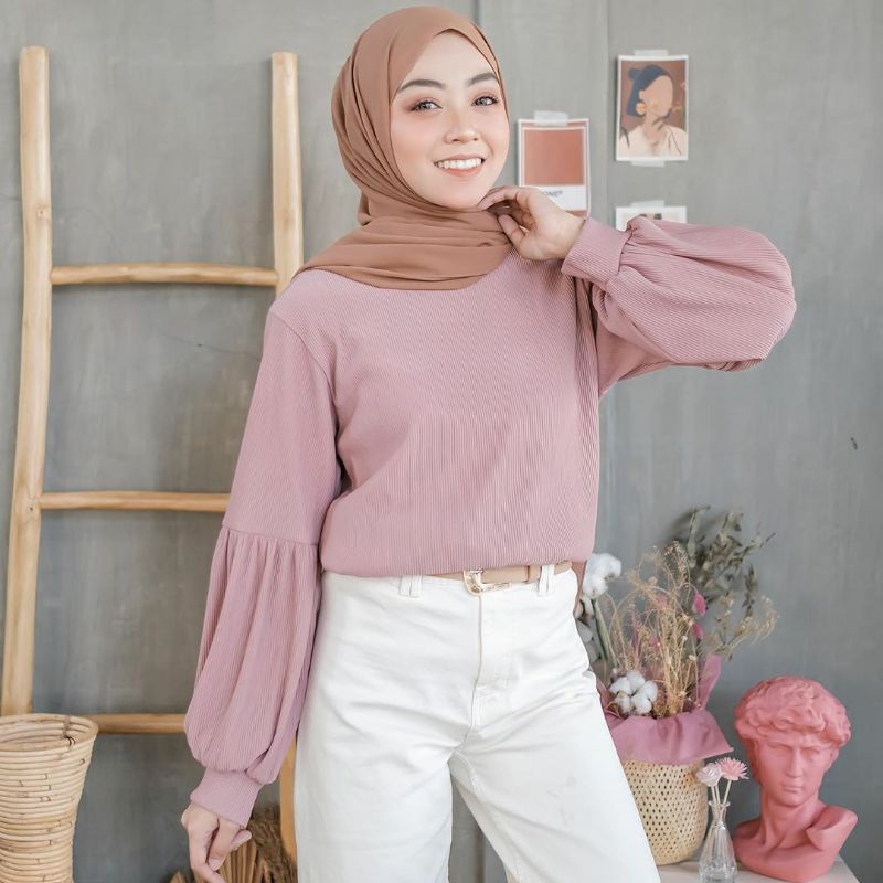 Baju Tangan Balon Rosabbel Blouse Syakila / Viral Tiktok