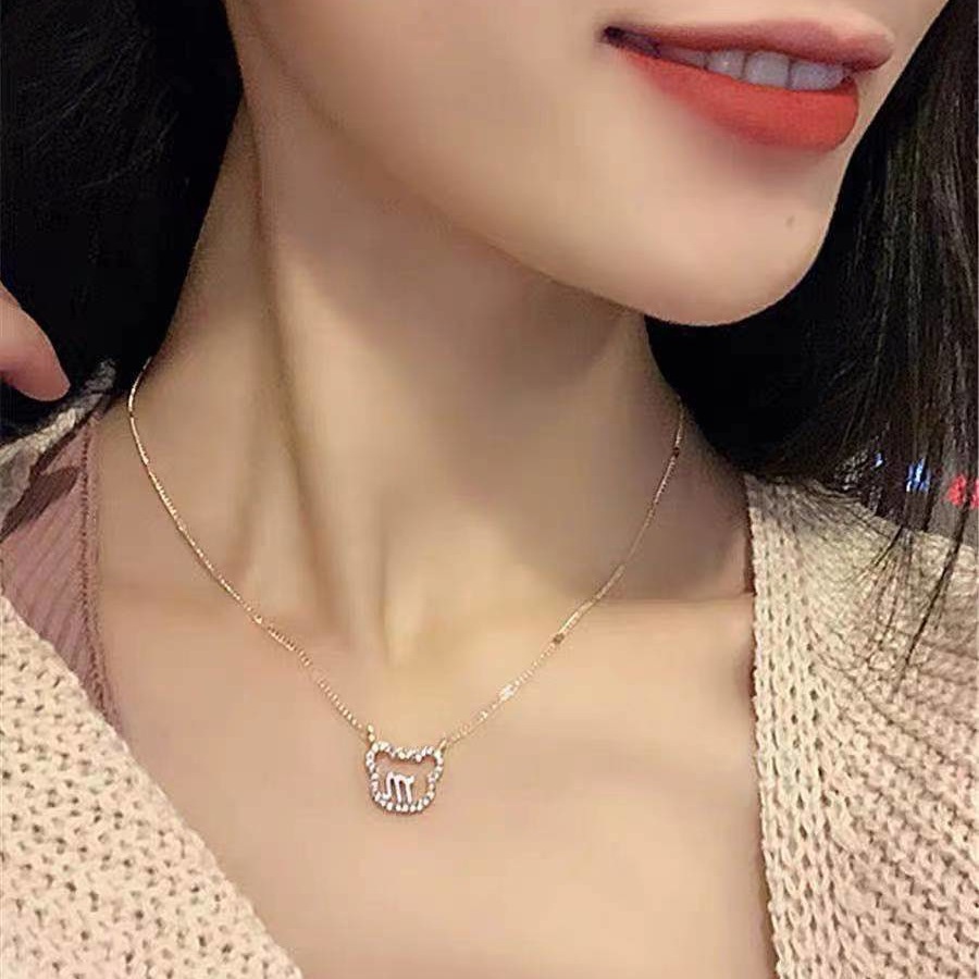 Korean design bear pendant necklace female long clavicle chain accessories