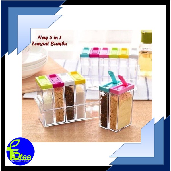 [IMPORT] - Tempat Wadah Bumbu Dapur 6 in 1 Seasoning Plastik 500ml