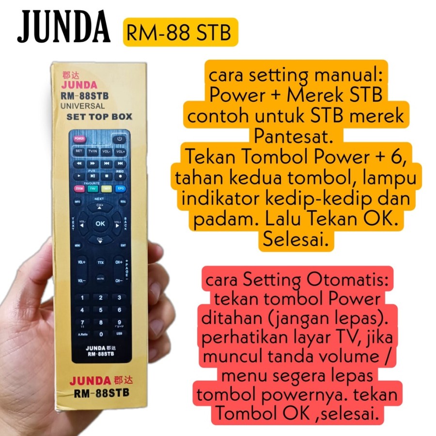 Remote Universal DVB T2 JUNDA RM-88 STB New bisa Pairing Remot TV