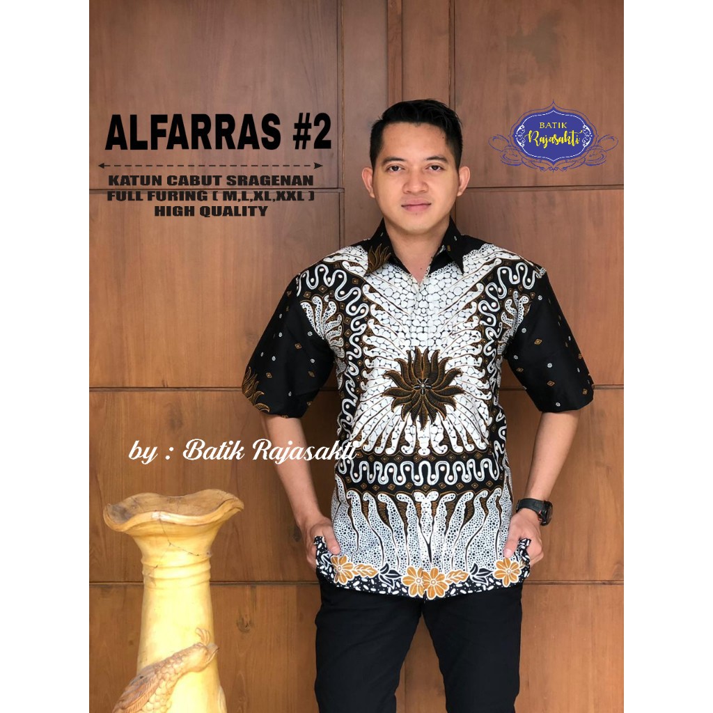 ALFARRAS Kemeja Batik Pria Lengan Pendek Katun Halus FULL FURING Rajasakti