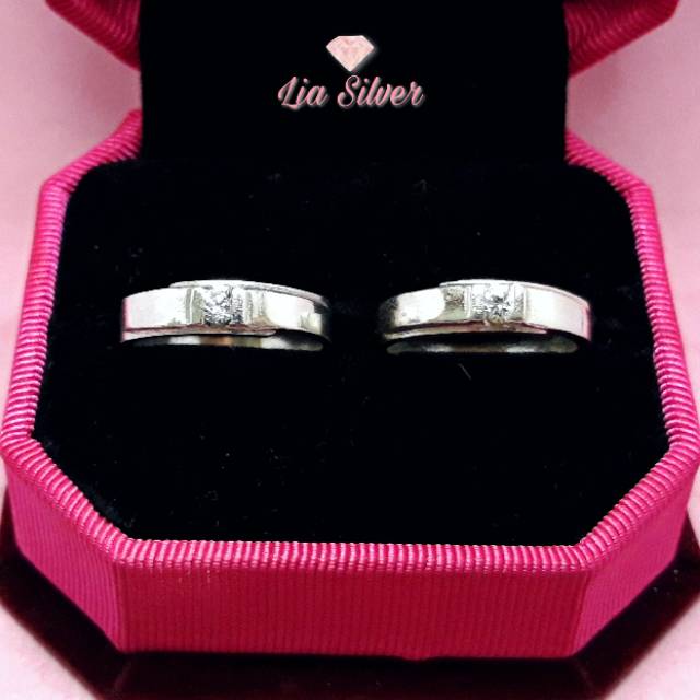 Cincin Ring Couple SILVER 925 - Perak Lapis Emas Putih