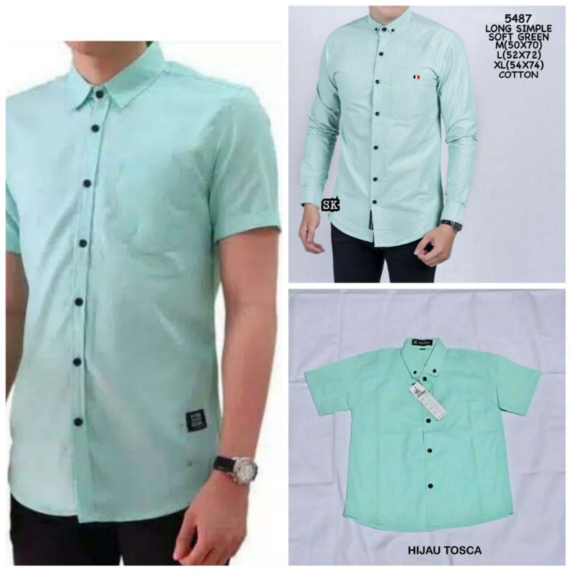 ATASAN KEMEJA HEM COWOK COUPLE ANAK COWOK SOFT MINT HIJAU TOSKA POLOS FORMAL KONDANGAN MURAH XXXL