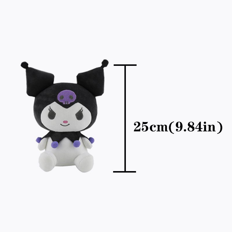 25cm 10inch Kawaii Boneka Kuromi Plush Toy Princess Dress Stuffed Doll Cartoon Soft Gift Mainan