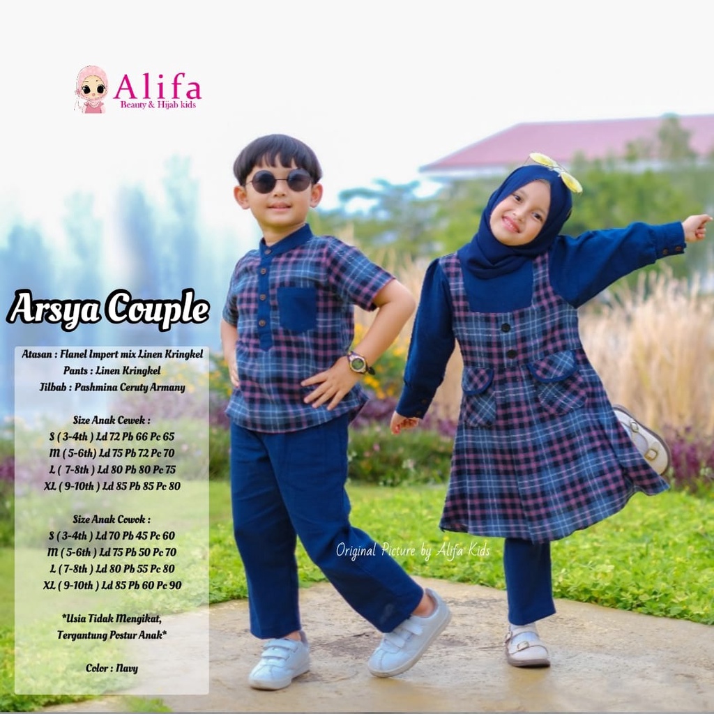 FASHION KISD MUSLIM SETELAN ARSYA COUPLE flanel import mix linen kringkel cowok cewek anak-anak FREE
