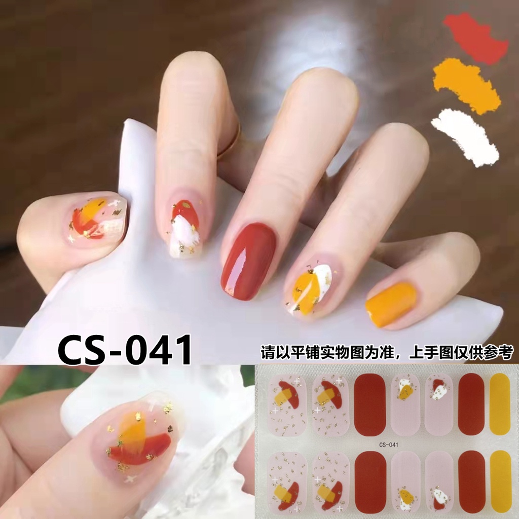 14pcs / Set Stiker Kuku Motif Kartun Warna Gradasi Anti Air / Racun Untuk Nail Art / Manicure DIY