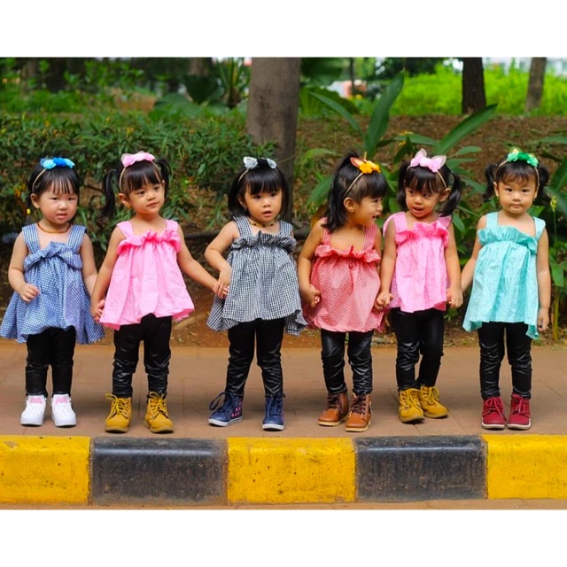 Atasan dress ruffle tanktop anak perempuan 2-4 tahun bahan katun