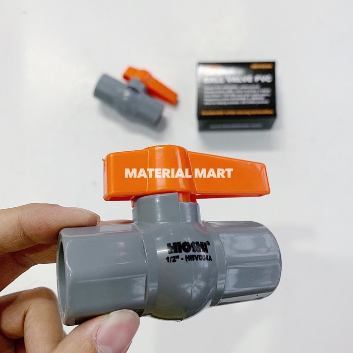 Ball Valve 1/2&quot; HIOSHI | Stop Kran 1/2 inch | Keran PVC 1/2 BAGUS ASLI | Material Mart