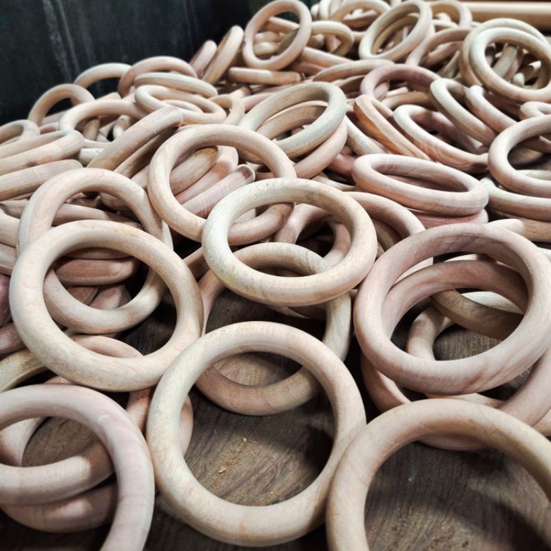 ring kayu gelang kayu natural 7cm bahan kerajinan 10 pc