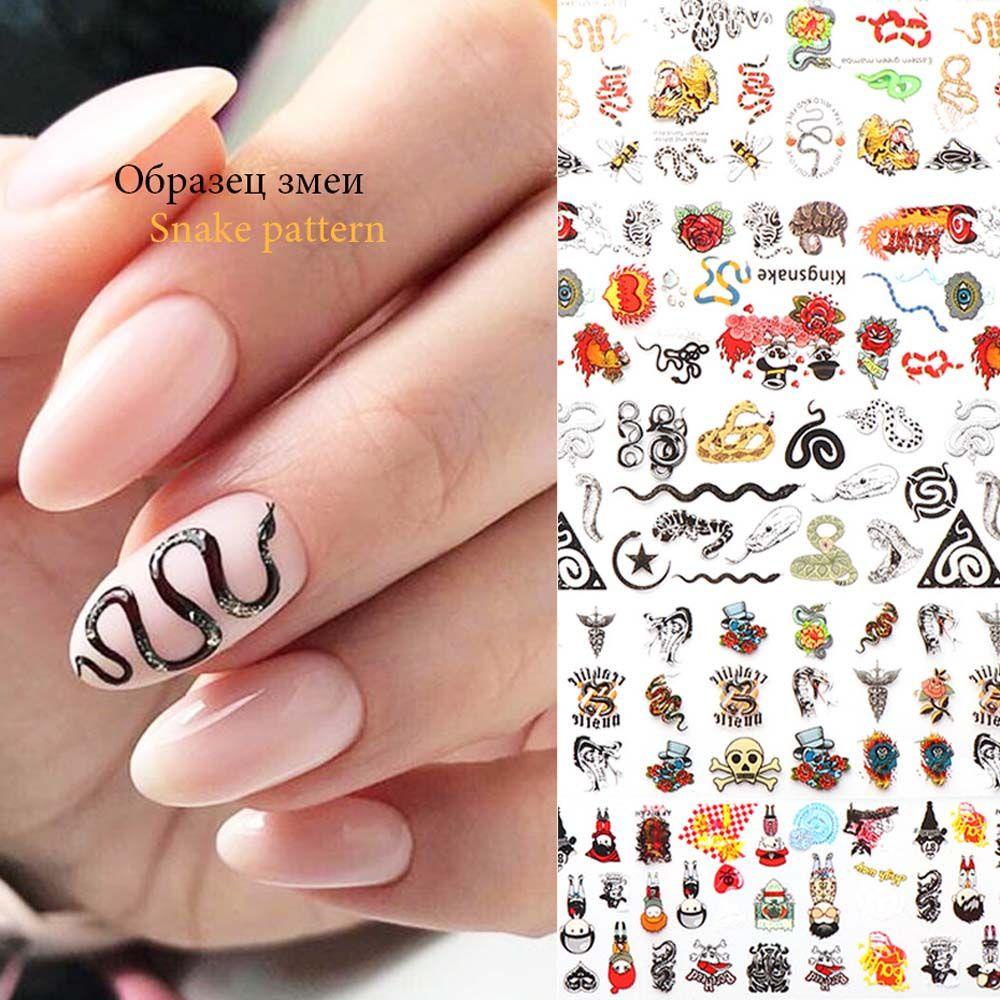 Mxbeauty Halloween Stiker Nail Art DIY Slider Wrap Decals Manicure Dekorasi Tengkorak Hitam Desain Transfer Stiker