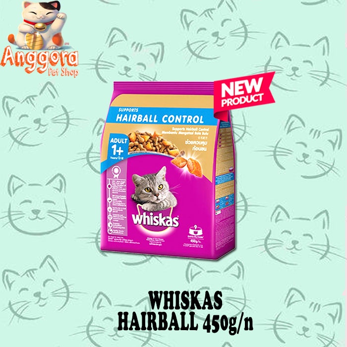 Makanan kucing Whiskas Hairball Control 450gr