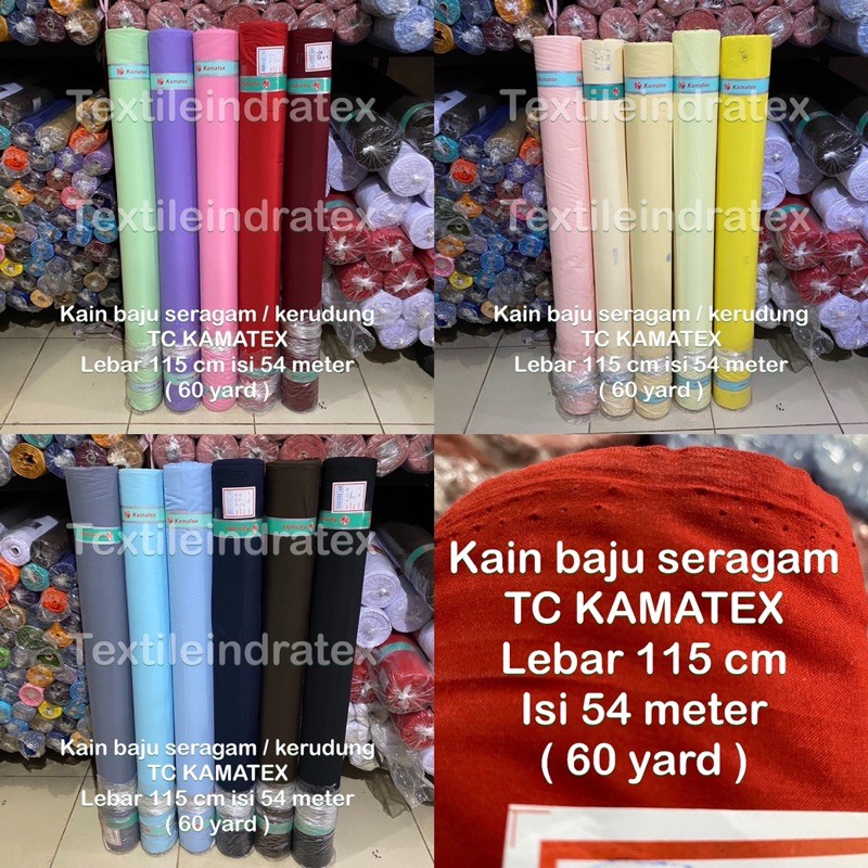 ( per 1 roll ) Kain katun jepang TC KAMATEX rollan lebar 115 cm isi 54 meter bahan baju kemeja seragam sekolah sd smp sma smk kerja gamis koko kaftan kerudung hijab jilbab lapisan masker craft kerajinan tangan kain kafan schrunchie schruncie