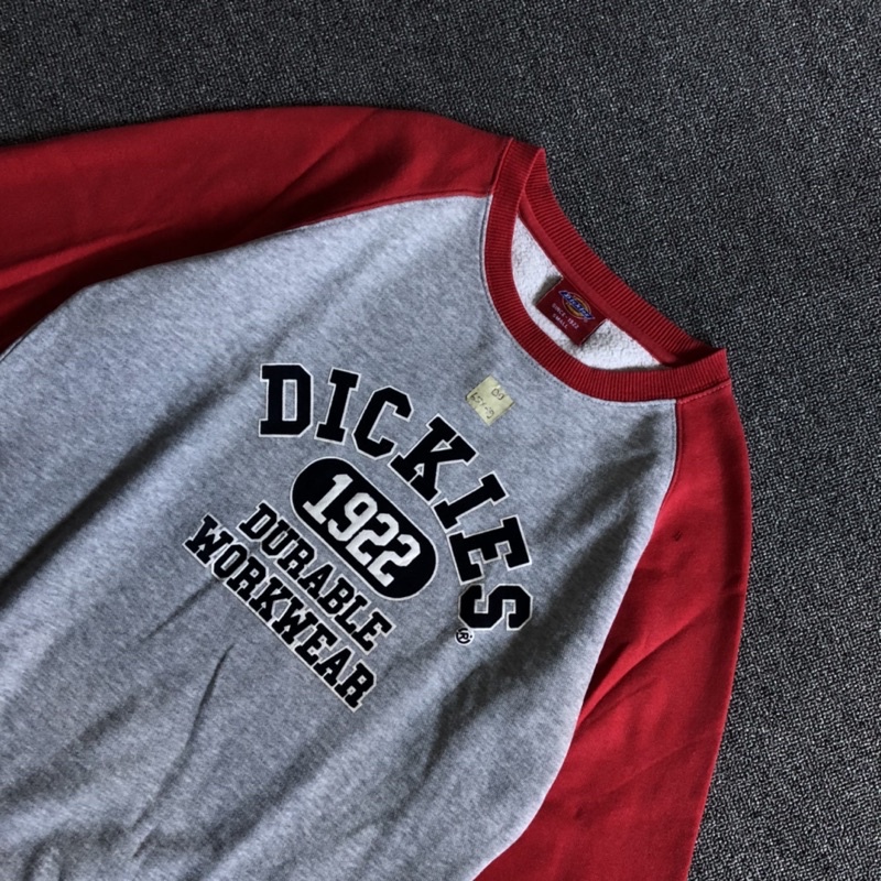 jaket sweater crewneck dickies two tone red grey second original