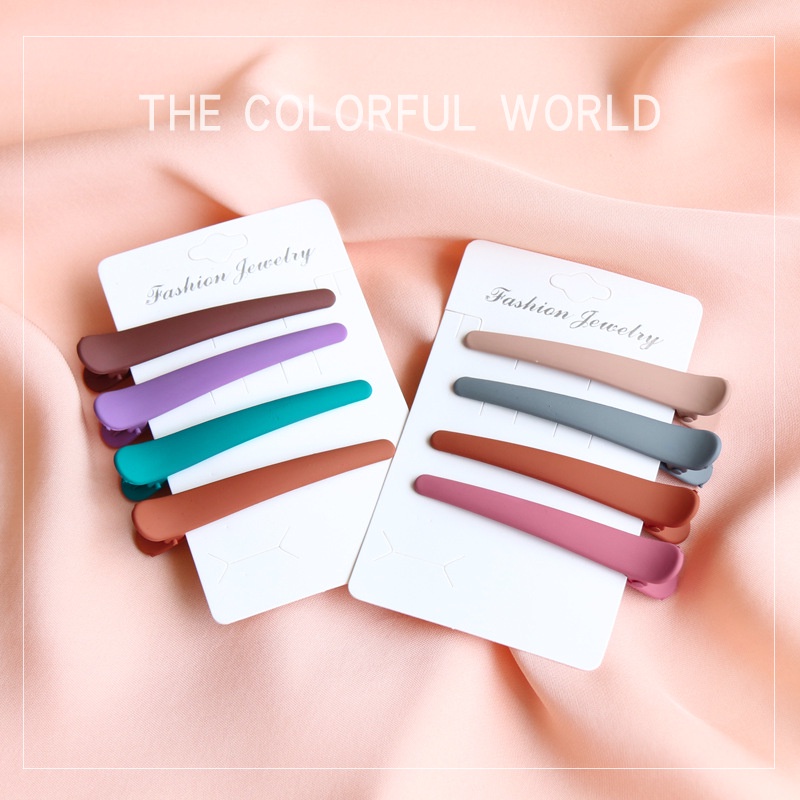 [Women Korean INS Style Hair Clip] [Girls Ins candy color acrylic frosted duckbill Hairpin] [Ladies one word Simple Hair Pins]