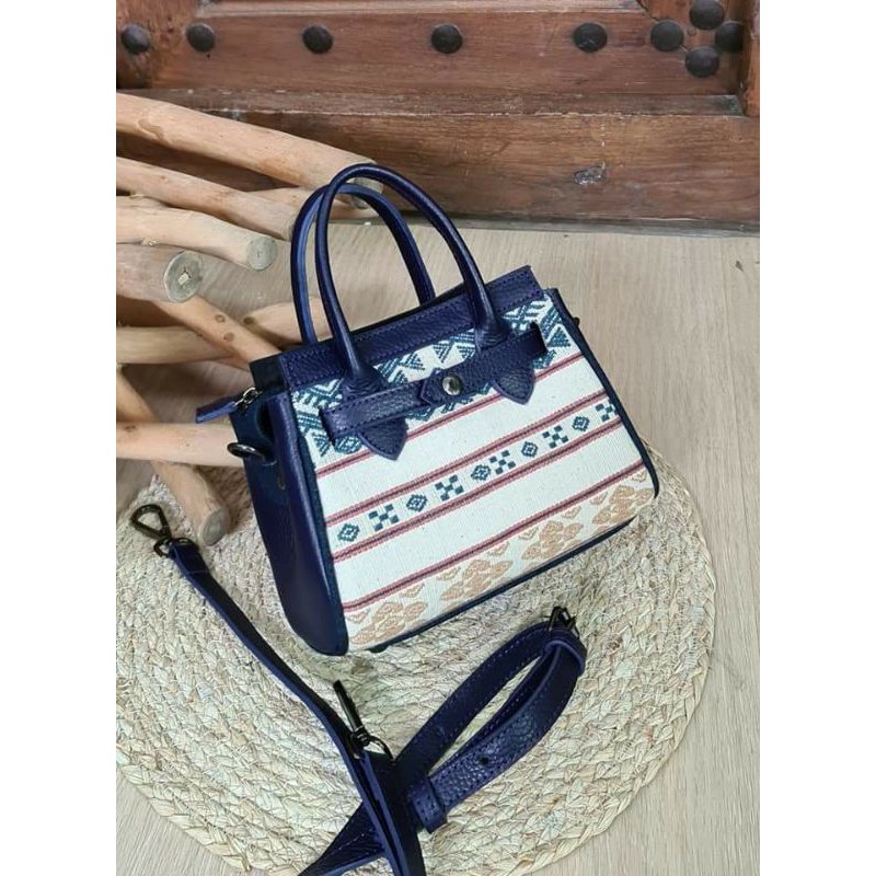 TAS HANDBAG DAN SELEMPANG TENUN | TAS ETNIK WANITA KOMBINASI KULIT ASLI 236