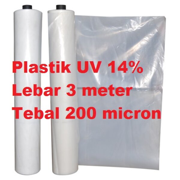 Plastik UV 14% Lebar 3m Ecer Atap Kolam Tanaman Greenhouse Hidroponik