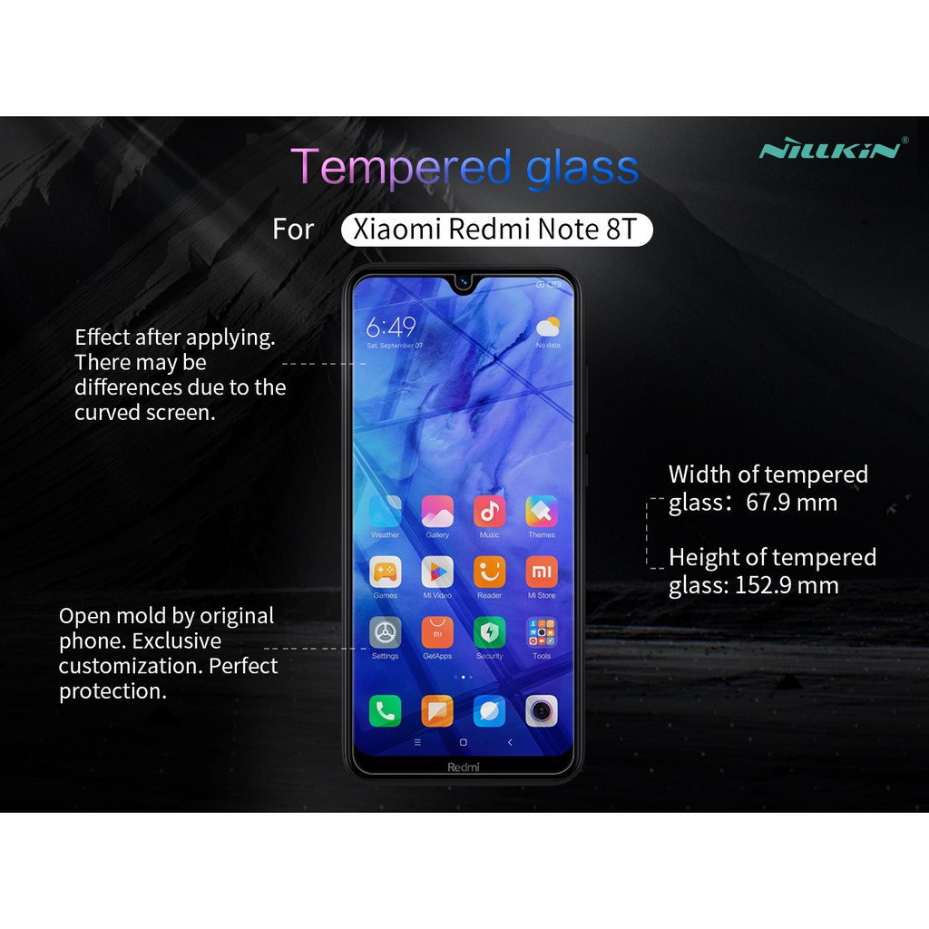 Tempered Glass XIAOMI Redmi Note 8T NILLKIN AMAZING H+ Pro Anti Gores