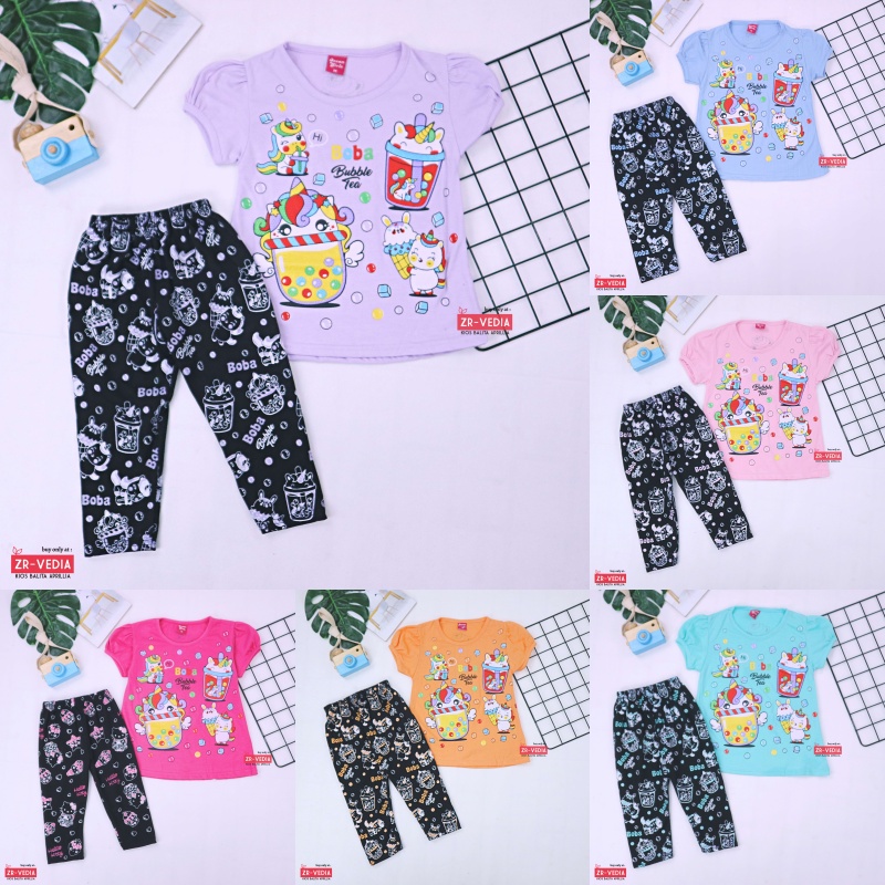 Setelan Boba uk 2-6 Tahun / Baju Anak Legging Perempuan Celana Panjang Karakter Import Kiosbalitaaprillia