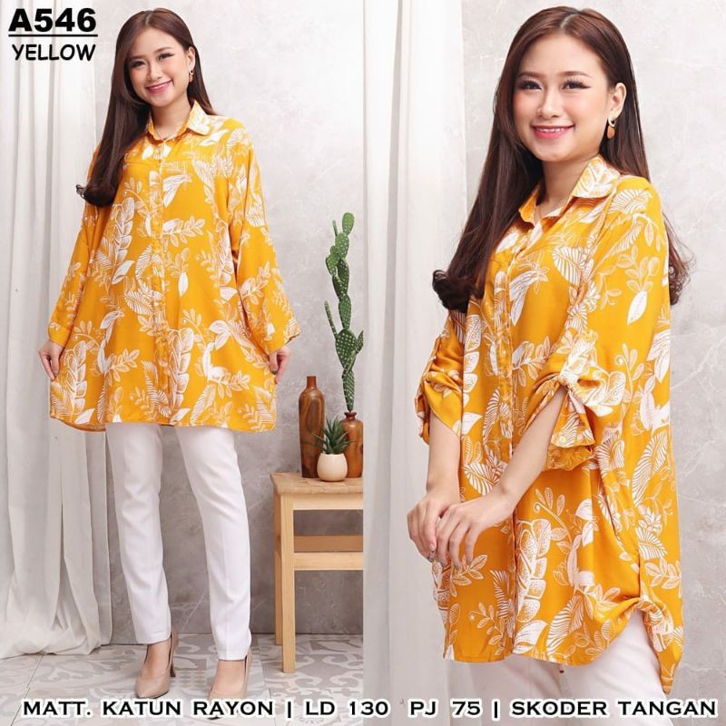 Kemeja Wanita Jumbo XXXL LD 130 / Hem Kareen-3