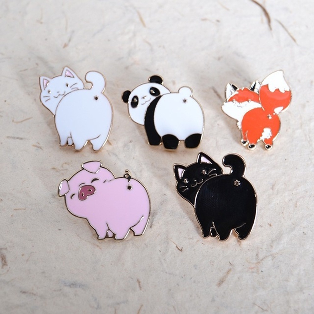 1 Pc Bros Pin Enamel Bentuk Hewan Panda Anjing Babi Untuk Unisex