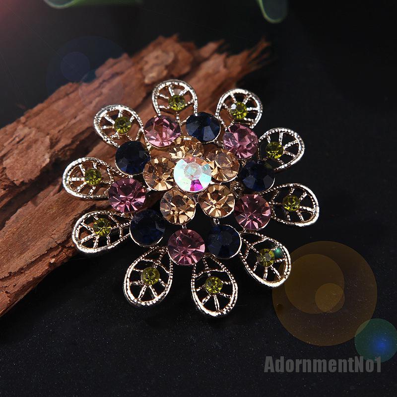 (Adornmentno1) Bros Pin Korsase Bunga Berlian Imitasi Multi Warna Aksesoris Wanita