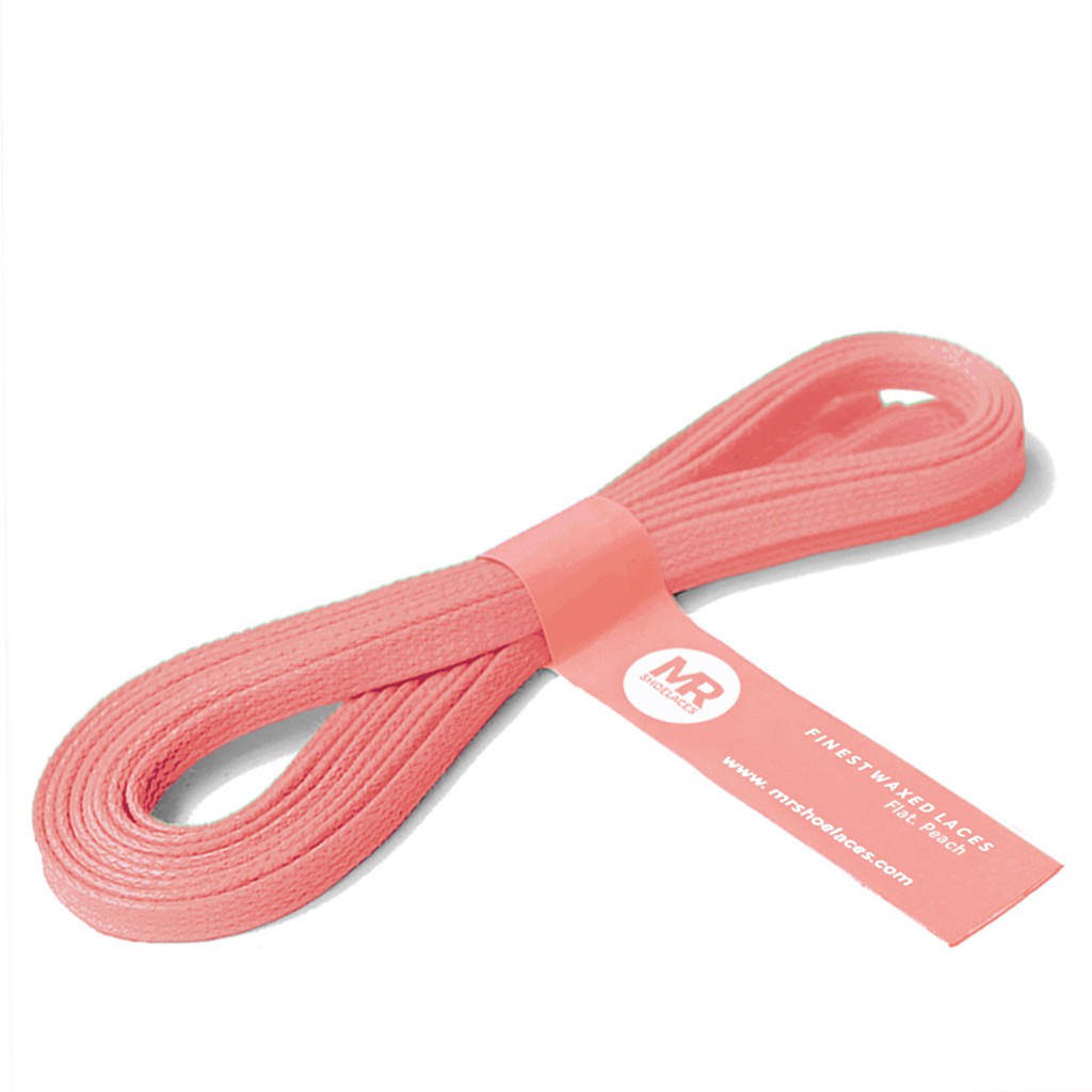 MR Shoelaces FA17 Peach - Tali Sepatu Lilin 5mm Gepeng Flat Pipih (Waxed Laces) 90cm 100cm 120cm 150cm 200cm - Premium Shoelace