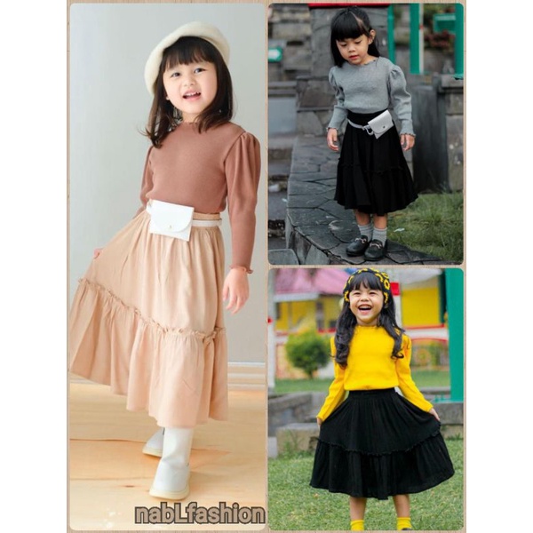 Keenan Long sleeve blouse 2-5thn / kaos knit balon/ atasan anak perempuan Carisa tee 2-5 tahun kaos anak perempuan lengan balon panjang nabLfashion