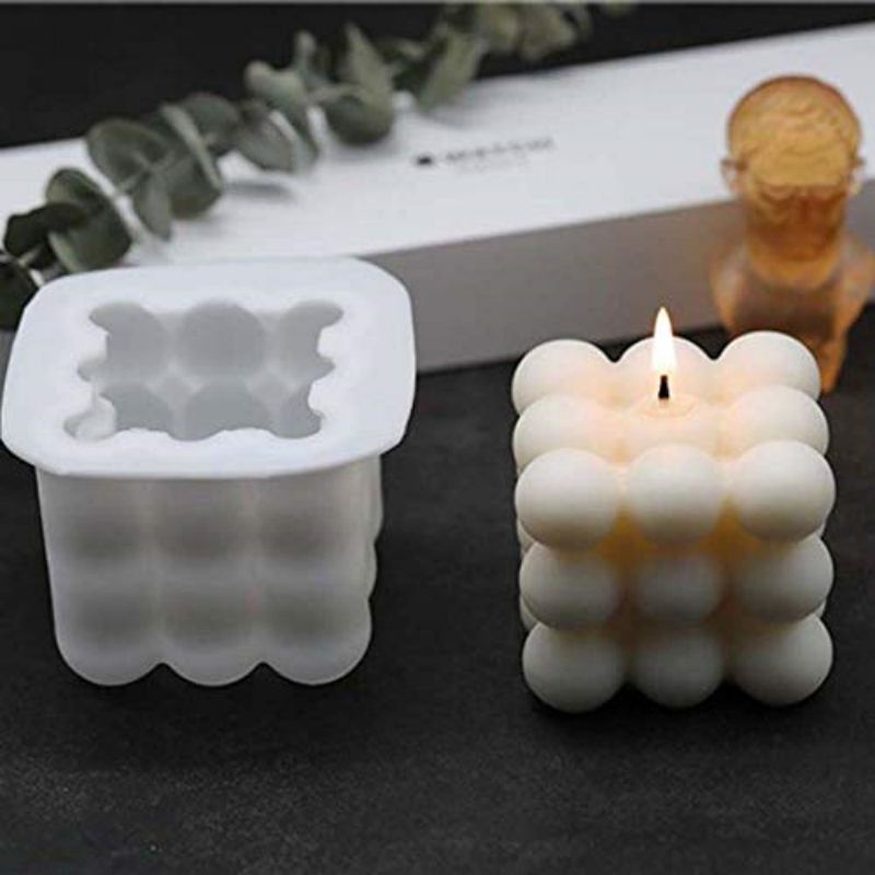 Cetakan Lilin Silikon 3D Cetakan Lilin Aromaterapi Kubus Lilin Sabun Mould/2 Size Silicone Candle Mold