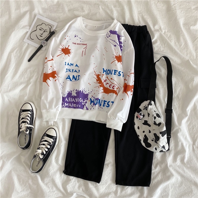 setelan wanita Hones set - pakaian wanita  - Trening set - setelan olahraga wanita korean style