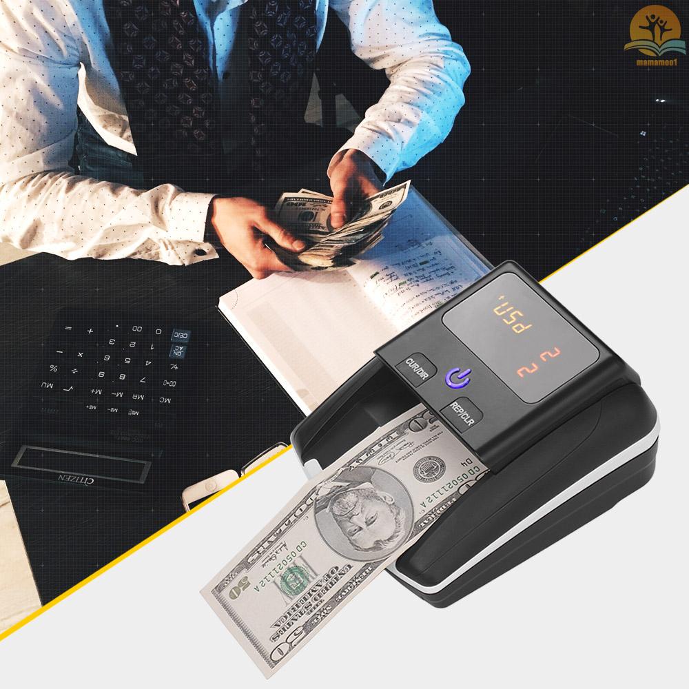 Portable Small Banknote Bill Detector Denomination Value Counter UV/MG/IR Detection with Battery Counterfeit Fake Money Currency Cash Checker Tester Machine for USD EURO