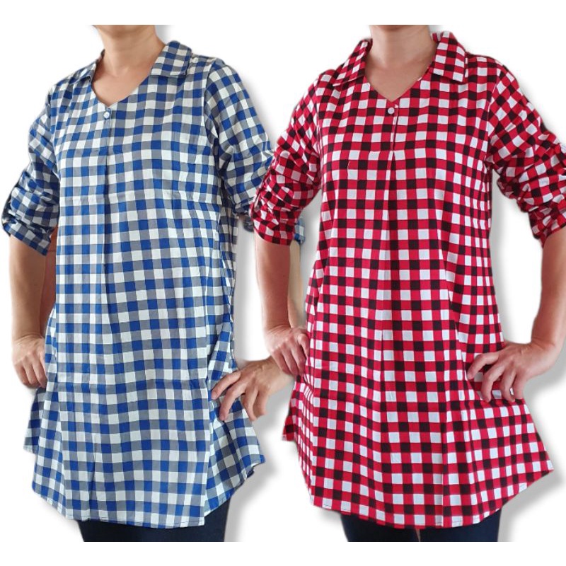 BLOUSE KOTAK-KOTAK BEAMISH CEWEK 391008