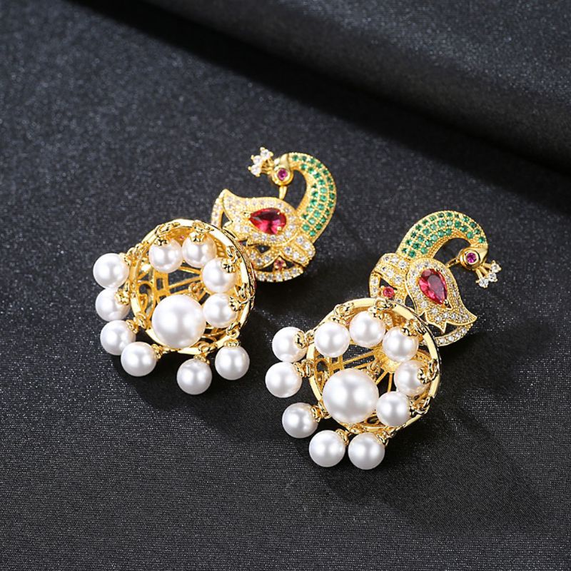 SIY  Vintage Earrings Gold Elegant Retro India Women Jewelry Pendant Pearl Rhinestone