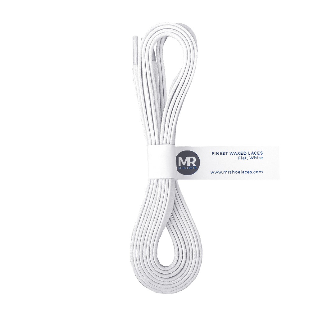 MR Shoelaces FT20 White (Putih) - Tali Sepatu Lilin Gepeng FLAT 6-7mm 90cm 100cm 120cm 150cm 200cm