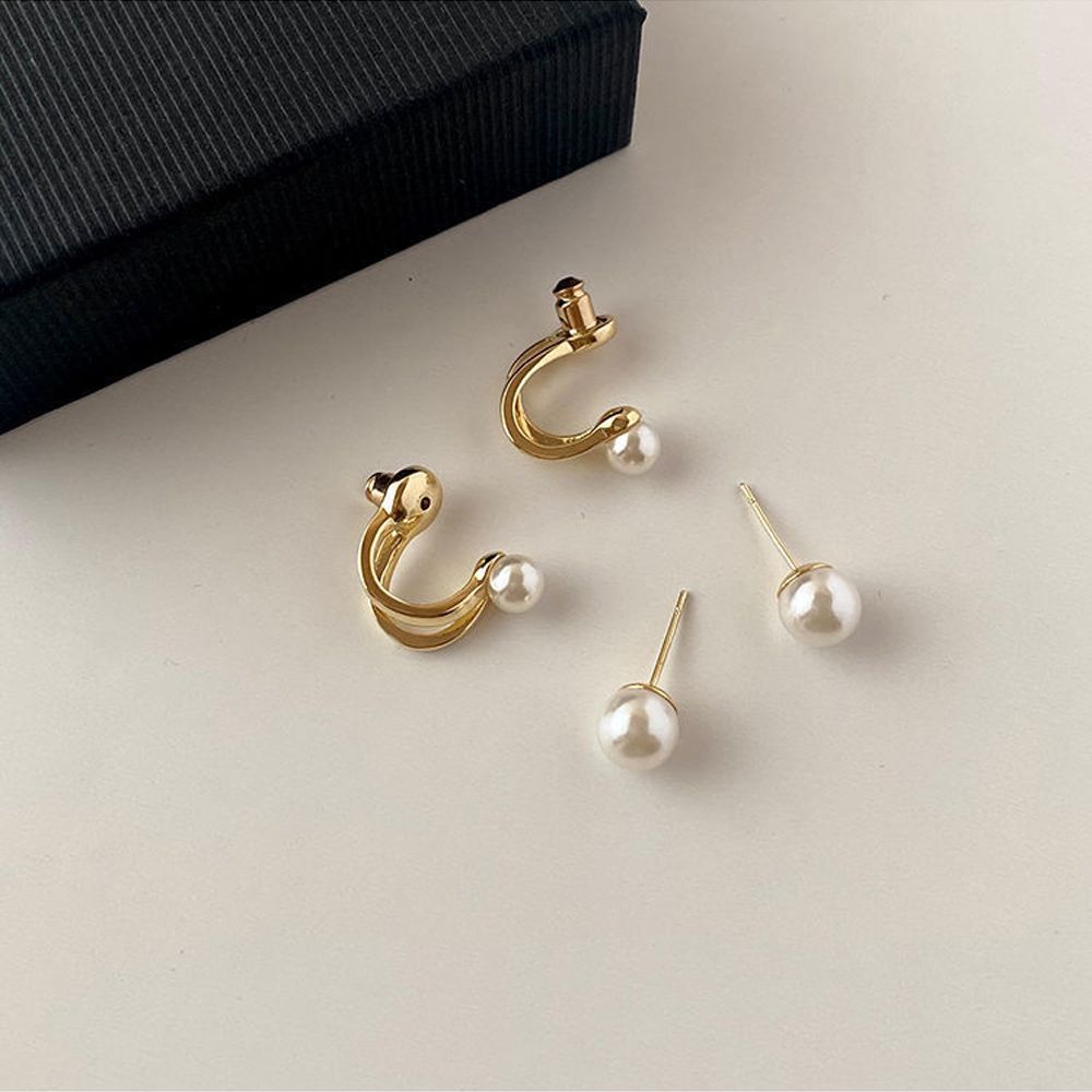 Anting Stud Hias Mutiara Gaya Elegan Untuk Wanita