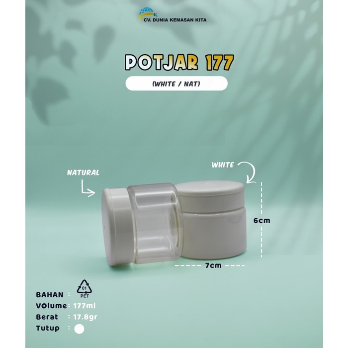 Pot Jar plastik 177 ml - 1 PCS - Pot Kosmetik Putih/Bening