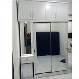 lemari pakaian alumunium dan meja rias alumunium 160x250 pintu sliding dengan hanger tempat hijab al