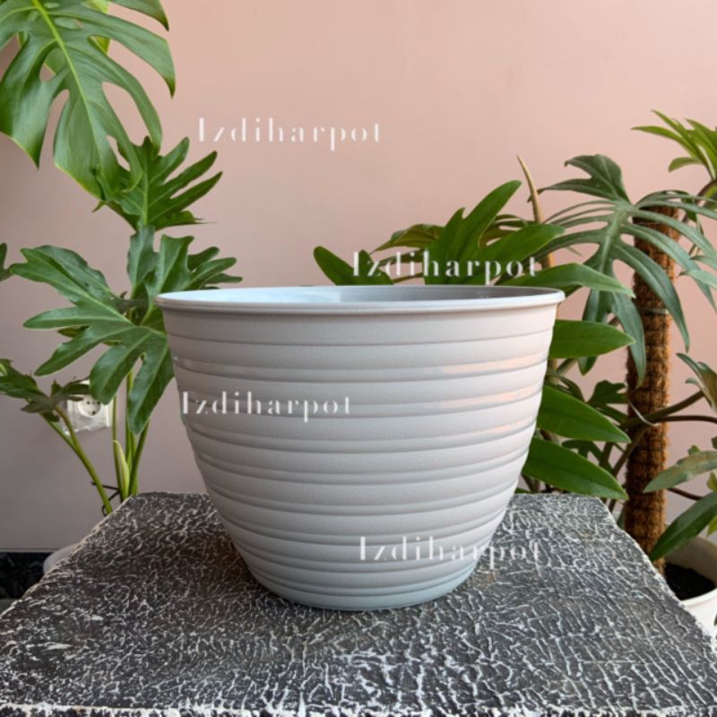 Pot Bunga tanaman motif Tawon Abu Abu 21cm - ORIGINAL TAWON GRAY