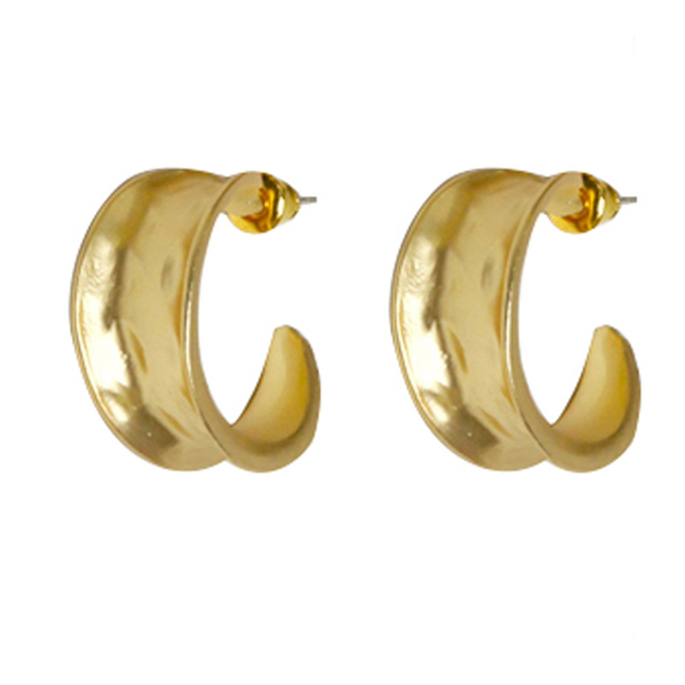 【COD Tangding】Retro C- Style Earrings Gold Color Open Size Korea New Fashion Earstuds