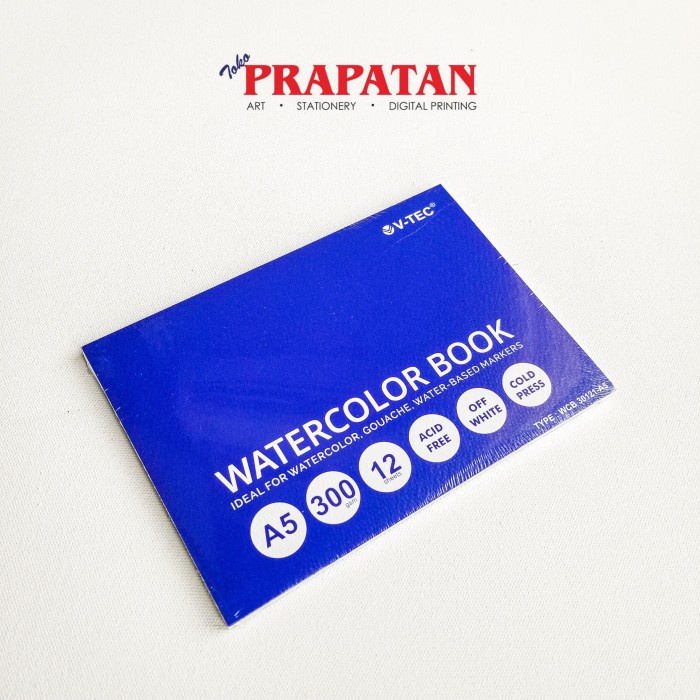 

Sketsagambar- V-Tec Watercolor Book Pad A5 12 Lembar 300 Gsm / Buku Gambar Cat Air -Buku-Gambar-
