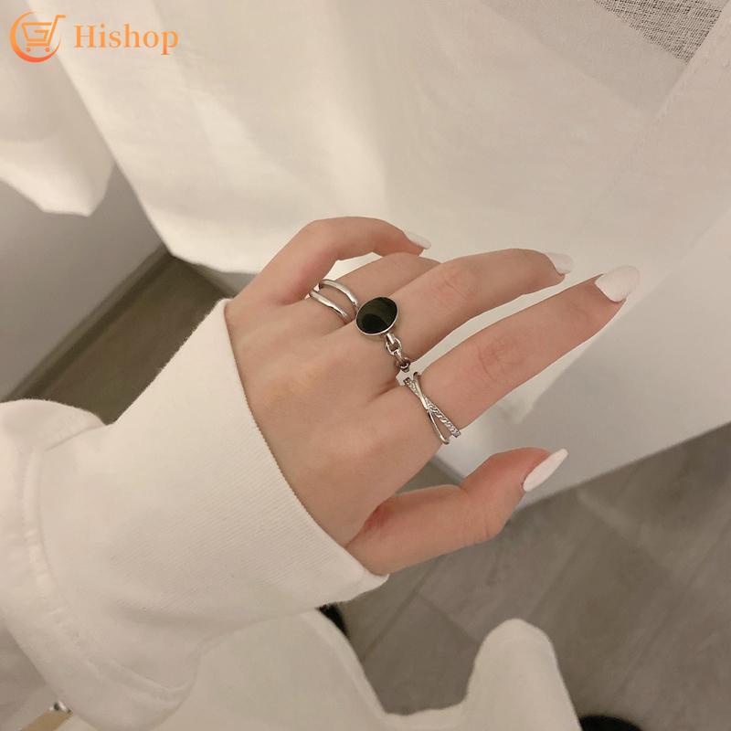 3 Pcs/set Korean Fashion Cool Girl Ring Set Adjustable Simple Rings for Women Jewelry Accessories